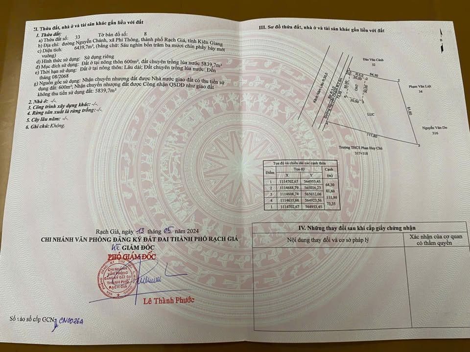 Đất mặt tiền đường Nguyễn Chánh, Rạch Giá 6439m² giá 6.5 tỷ - Đầu tư sinh lời ngay!