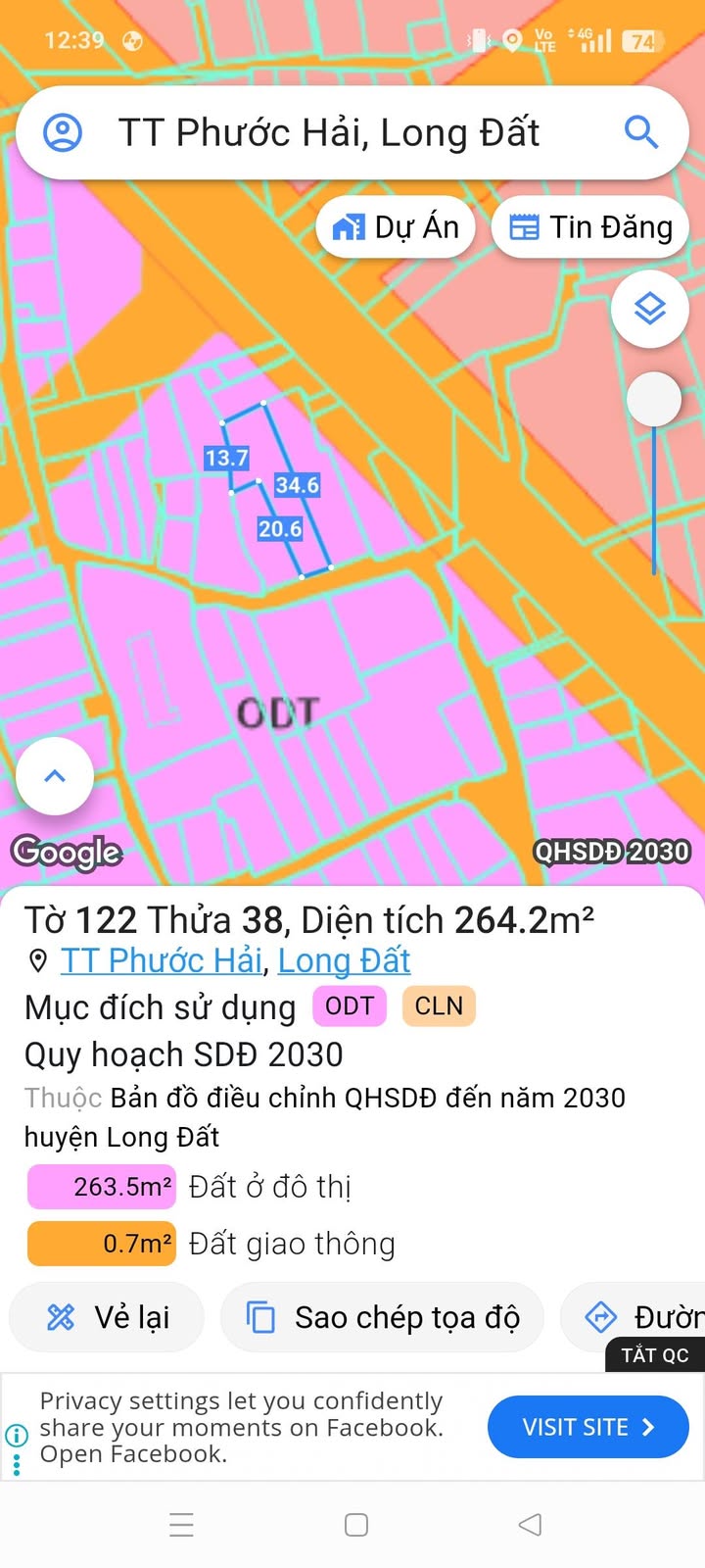 Đất nền Phước Hải 264m² giá 5.5 tỷ - Đường xe hơi, gần biển