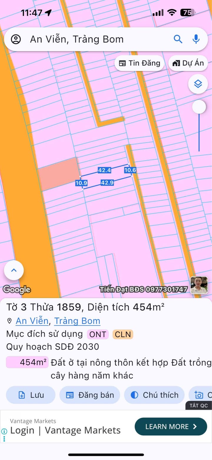 Đất thổ cư ấp 3 An Viễn 420m² giá 1.8 tỷ - Xây tường bao, điện nước đầy đủ!