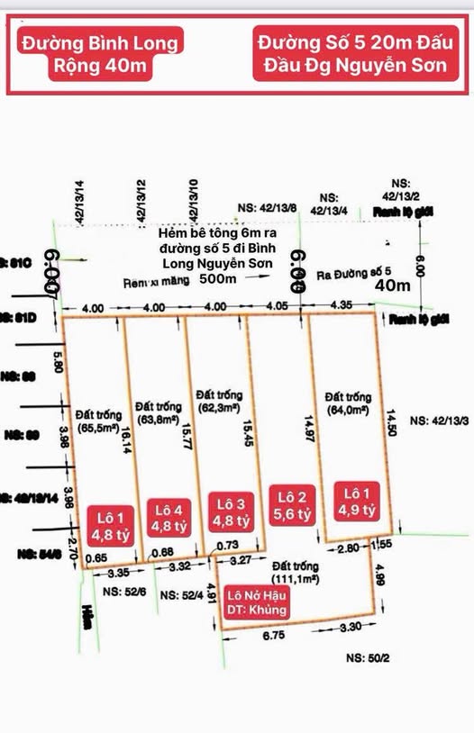 Đất nền Bình Hưng Hòa A, quận Bình Tân 64m² giá 4.8 tỷ - Sổ hồng riêng chính chủ!