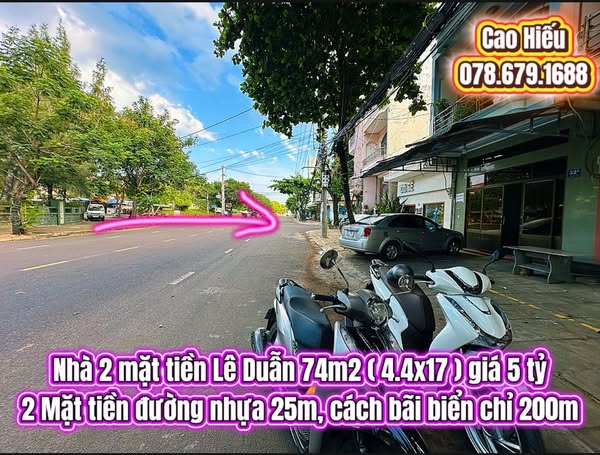 Nhà 2 mặt tiền Lê Duẫn Tuy Hòa 74m² giá 5 tỷ - Cách bãi biển chỉ 200m!