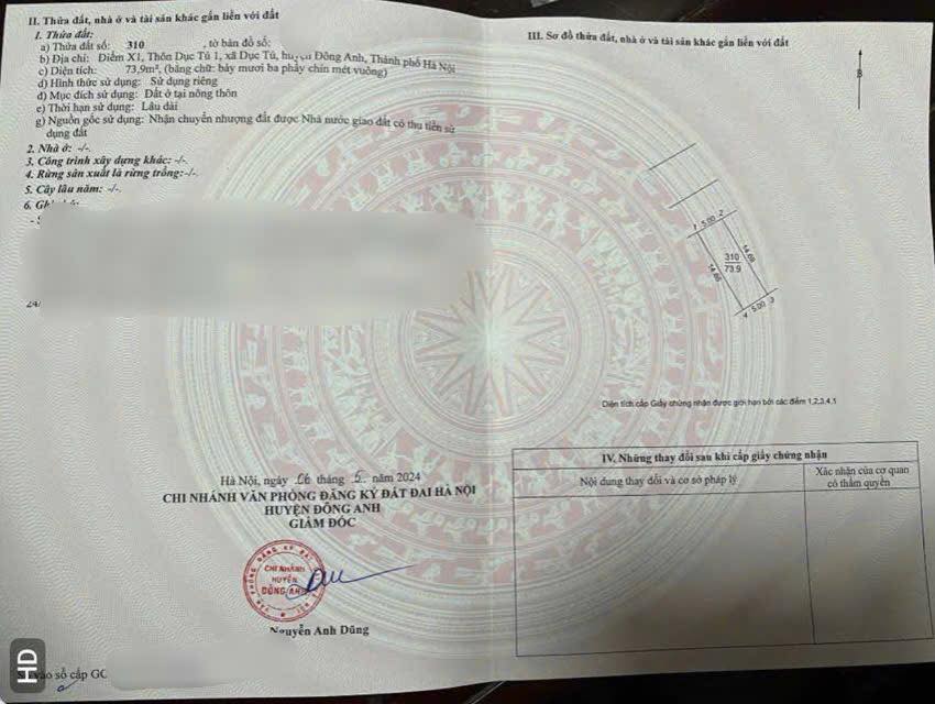 Đất đấu giá Dục Tú, Đông Anh 74m² - Giá đầu tư hấp dẫn!