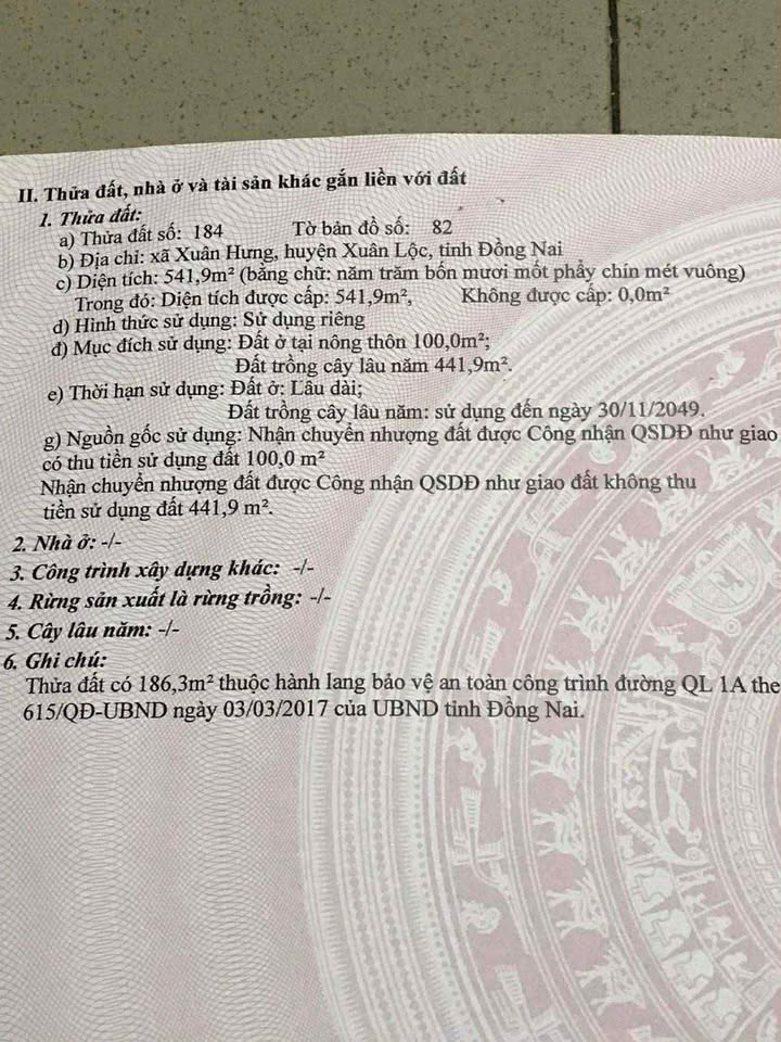 Đất nền Quốc lộ 1A, Xuân Hưng 516.6m² giá chỉ 3.32 tỷ - Đầu tư sinh lời ngay!