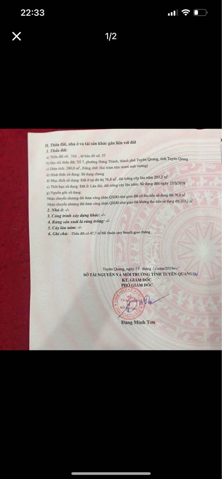 Đất thổ cư Tổ 7, Phường Hưng Thành, Tuyên Quang 320m² giá 3.25 tỷ - Đường ô tô tránh nhau thoải mái!