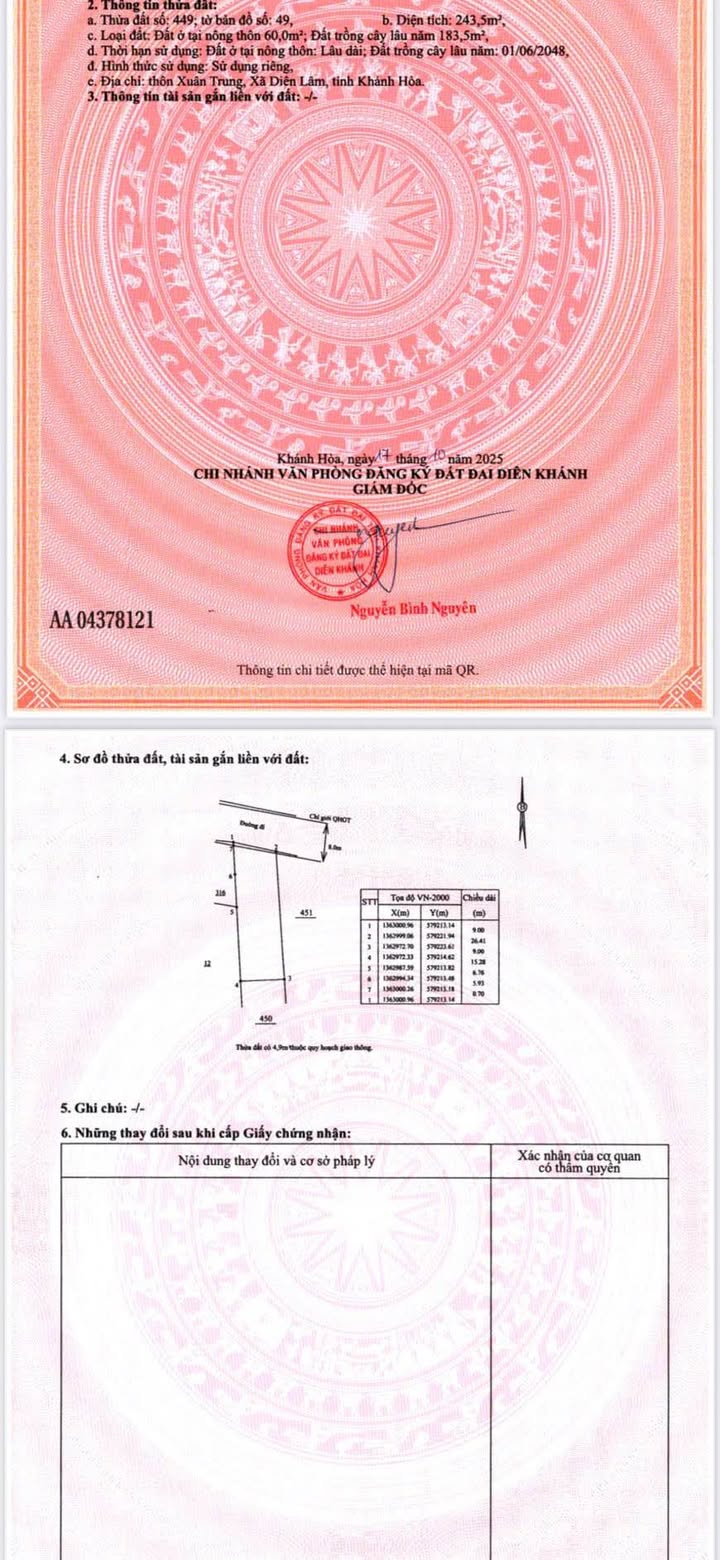 Đất Mặt Tiền Đường Nhựa 5m tại Diên Khánh 243.5m² - Giá chỉ 619 triệu, cơ hội đầu tư tuyệt vời!