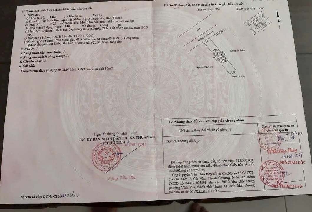 Đất nền đường xe ba gác Bình Nhâm 140m² giá 2.2 tỷ - Cơ hội đầu tư tuyệt vời!