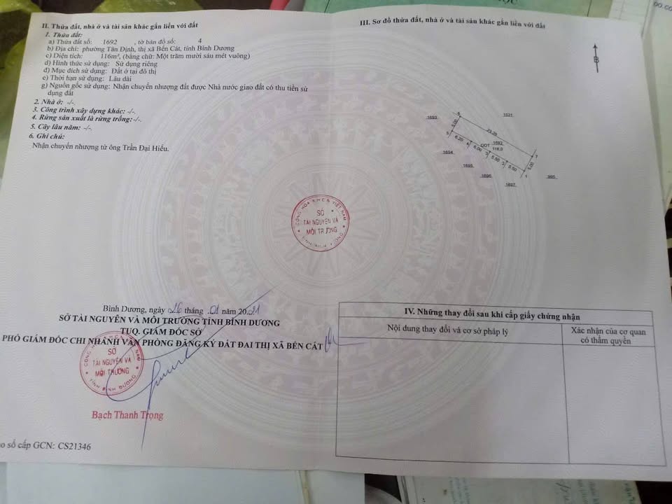 Đất nền Tân Định Bến Cát 116m² giá 1.2 tỷ - Cơ hội đầu tư sinh lời!