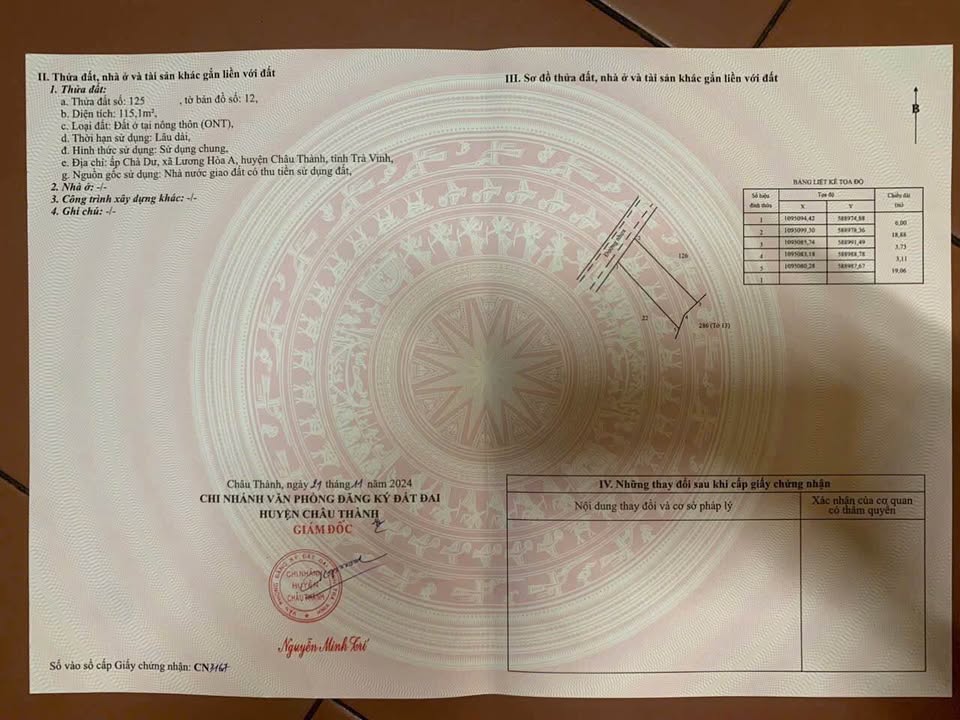 Đất thổ cư 114m² tại Ấp Chà Dư, Trà Vinh - Giá chỉ 360 triệu VND, thương lượng!