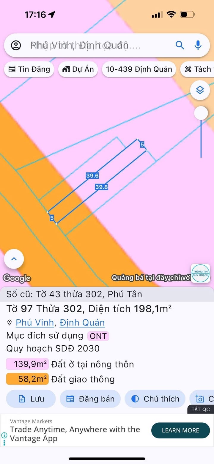 Đất thổ cư 197.5m² tại ấp 1 Phú Tân - Sổ hồng riêng, giá 400 triệu!