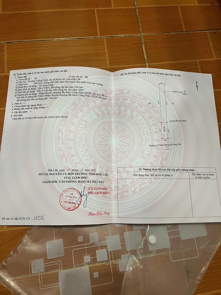 Đất thổ cư 250m² tại đường Lý Chính Thắng, phường Thống Nhất - Mặt tiền đẹp, giá thỏa thuận!