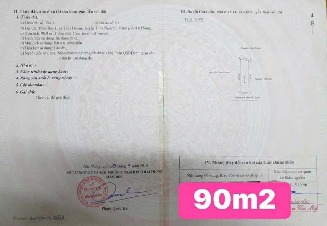 Đất kinh doanh mặt đường Thủy Đường, Thủy Nguyên, Hải Phòng 90m² - Vị trí đẹp, giá tốt!