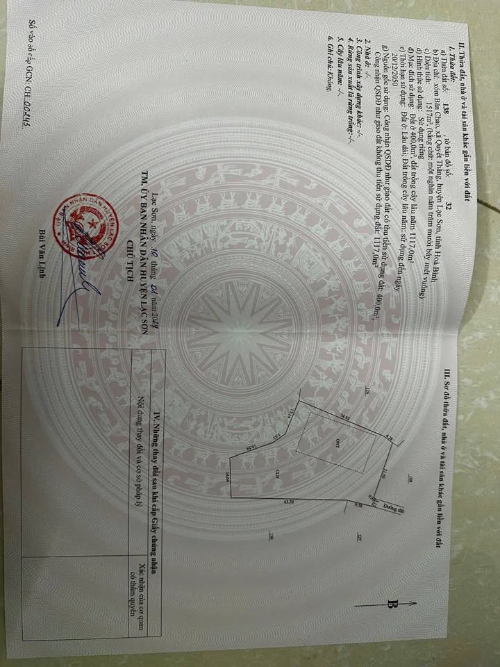 Đất nền xã Tân Lạc, Thanh Thủy 1517m² giá 1.517 tỷ - Sổ đỏ trao tay!