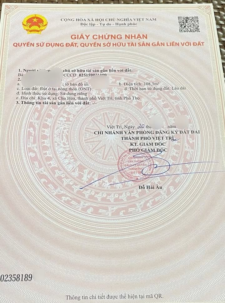 Đất nền Chu Hóa, Việt Trì, Phú Thọ 100m² - Đầu tư sinh lời cực tốt!