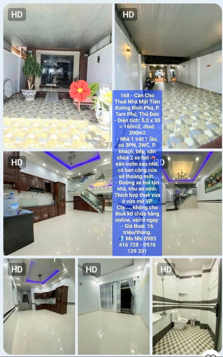 Nhà mặt tiền đường Bình Phú, Thủ Đức 165m² - Thuê ngay, giá chỉ 16 triệu/tháng!
