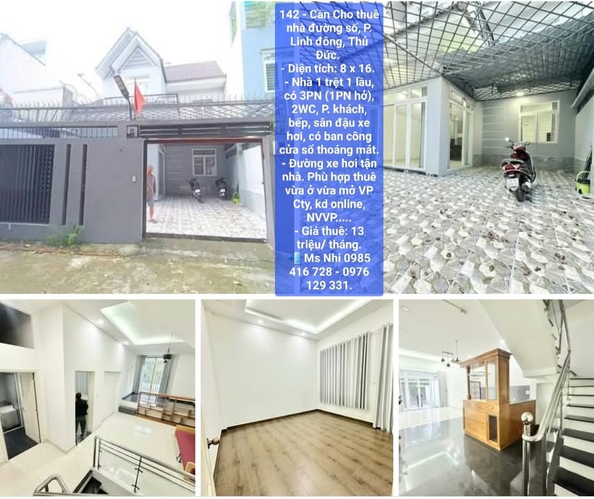 Nhà cho thuê đường số, P. Linh Đông, Thủ Đức 128m² - Phù hợp làm văn phòng và ở