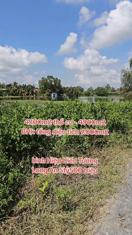 Đất nền 9 công tại Bình Hiệp, Kiến Tường, Long An giá chỉ 5.5 tỷ - Cơ hội đầu tư hấp dẫn!