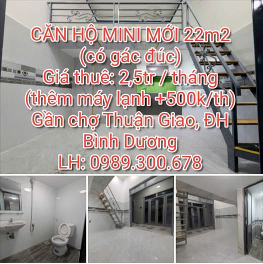 Căn hộ cho thuê 22m² tại Thuận Giao, Bình Dương - Giá chỉ 2.5 triệu/tháng!