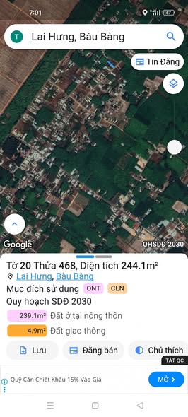Đất nền Bến Cát 240m² giá 800 triệu - Cơ hội đầu tư tuyệt vời!