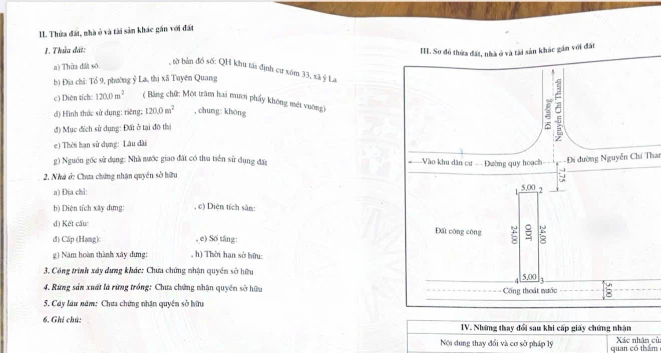 Đất nền liền kề Ỷ La, Tuyên Quang 120m² - Hướng Tây, giá hợp lý!