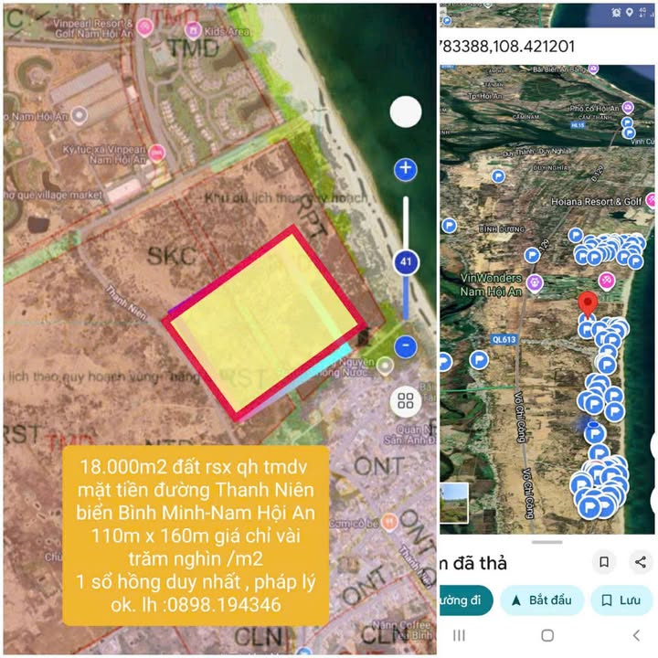 Đất nền 18.000m² mặt tiền đường Thanh Niên, Bình Minh - Giá chỉ vài trăm triệu/m²!