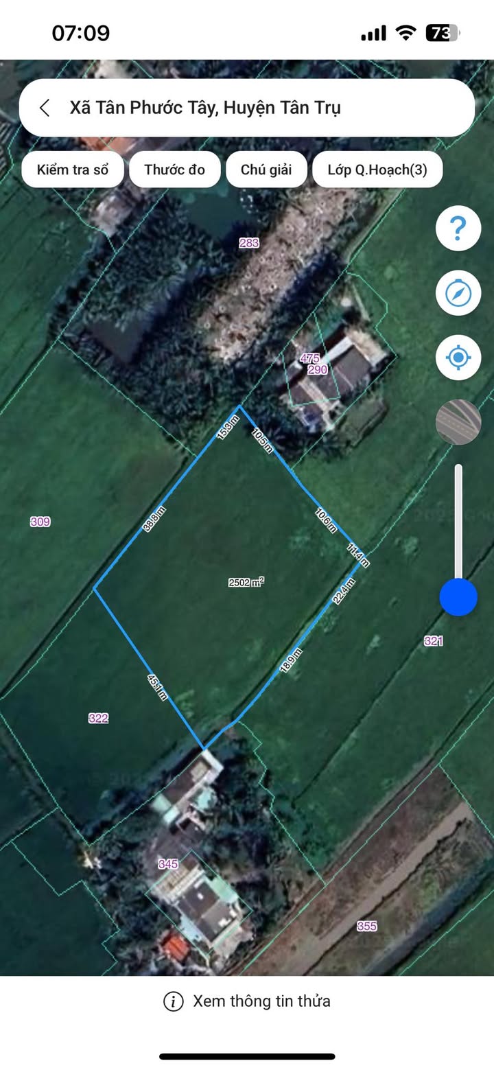 Đất lúa 2,5 công tại Tân Phước Tây, Long An - Giá 385 triệu/công, thương lượng!