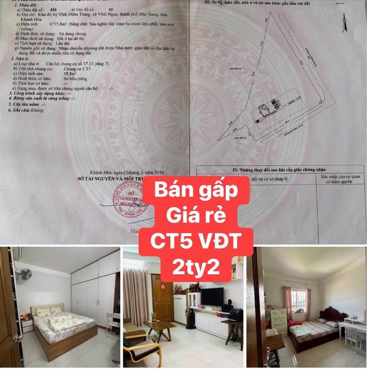 Căn hộ CT5 Vĩnh Điềm Trung 59m² giá 2.2 tỷ - View núi đẹp, cơ hội không thể bỏ lỡ!