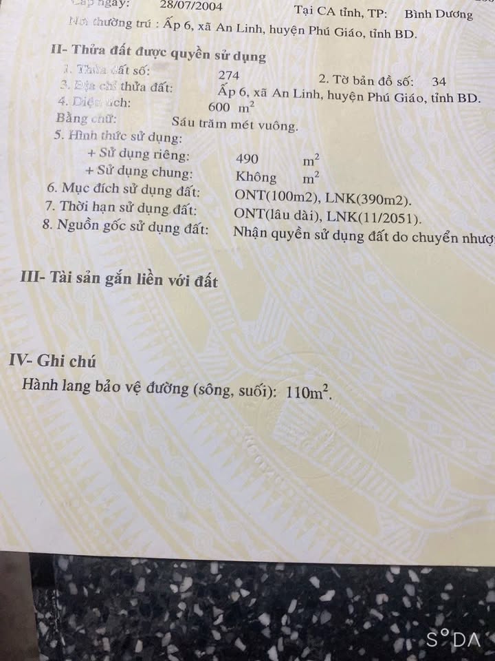 Đất thổ cư 600m² tại An Long, Bình Dương giá 2 tỷ - Sổ riêng chính chủ!