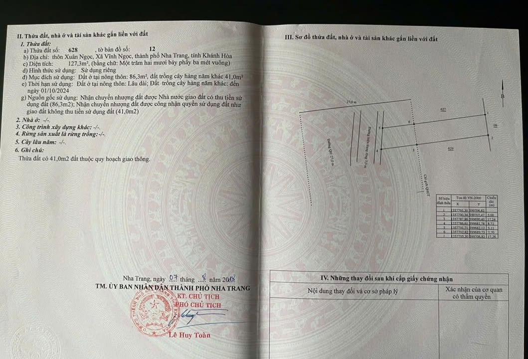 Đất thổ cư đẹp tại Vĩnh Ngọc Nha Trang 127,3m² giá 3,75 tỷ - Cơ hội đầu tư hấp dẫn!