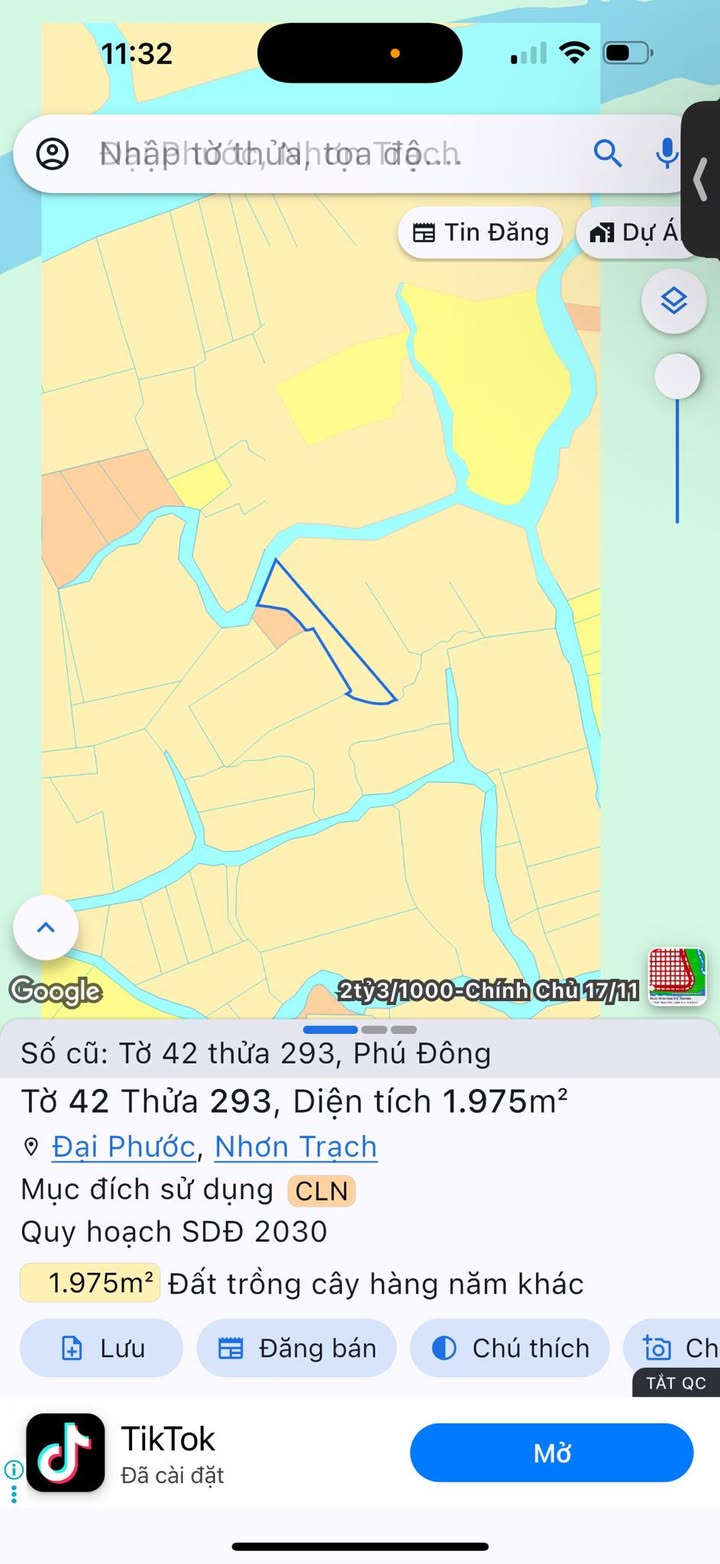 Đất nền Nhơn Trạch 1000m² giá 1.65 tỷ - Cơ hội đầu tư tuyệt vời!