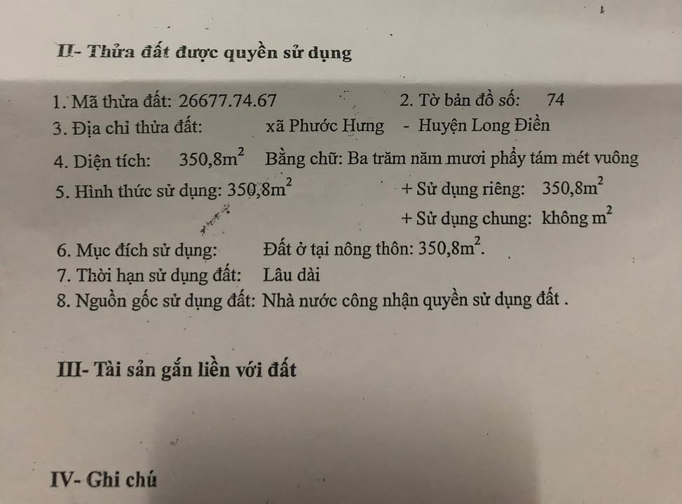 Nhà mặt tiền đường Hương Lộ 5, xã Phước Hưng, 350m² giá 9.5 tỷ - Chính chủ cần bán gấp!
