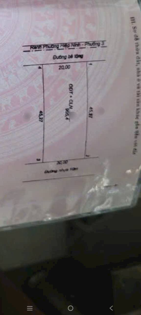 Đất nền phường Hiệp Ninh, Tây Ninh 900m² - Mặt tiền đường nhựa 10m, giá 6.5 tỷ!