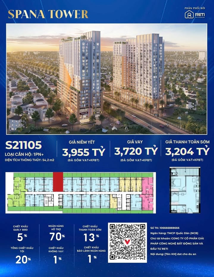 Căn hộ Spana Tower Đà Nẵng 54m² giá 3,2 tỷ - Cơ hội sở hữu tuyệt vời!