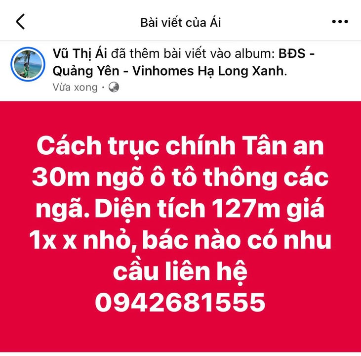 Đất nền Tân An Quảng Yên 127m² giá thỏa thuận - Ô tô vào tận nơi!