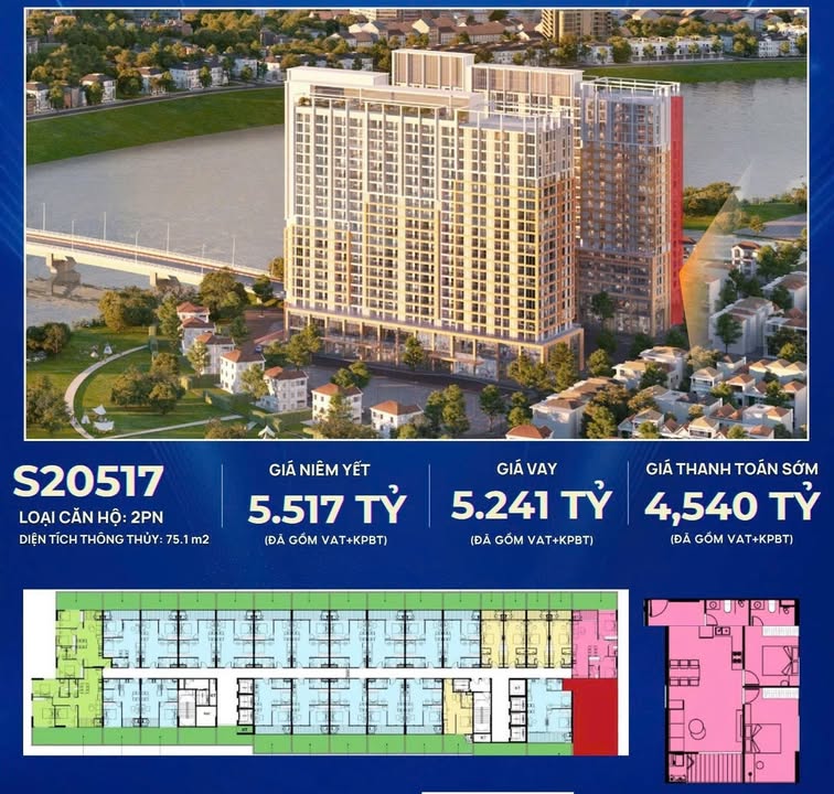 Căn hộ Spana Tower Đà Nẵng 70m² giá 4 tỷ - Sân vườn thoáng đẹp, giá tốt!