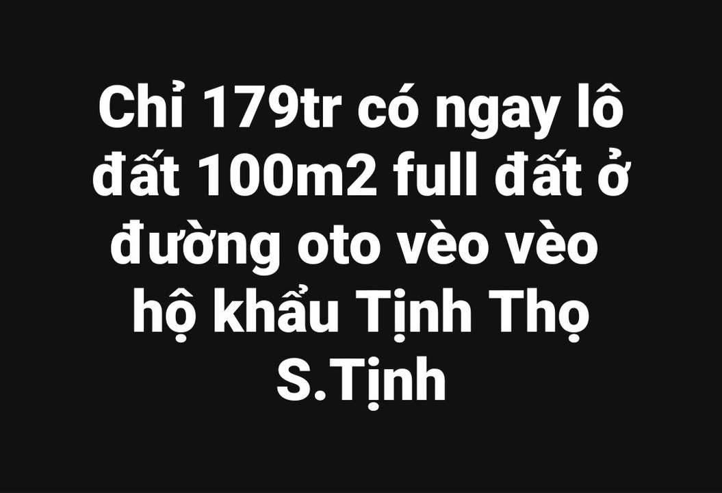 Đất nền Tịnh Thọ Sơn Tịnh 100m² giá chỉ 179 triệu - Sổ hồng chính chủ!