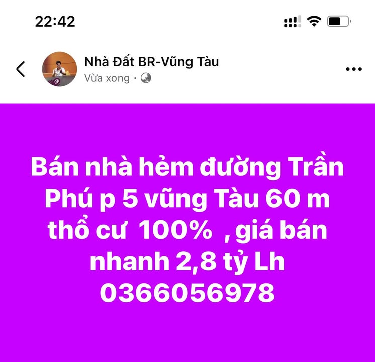 Nhà riêng hẻm đường Trần Phú, Vũng Tàu 60m² giá 2.8 tỷ - Sổ hồng chính chủ!