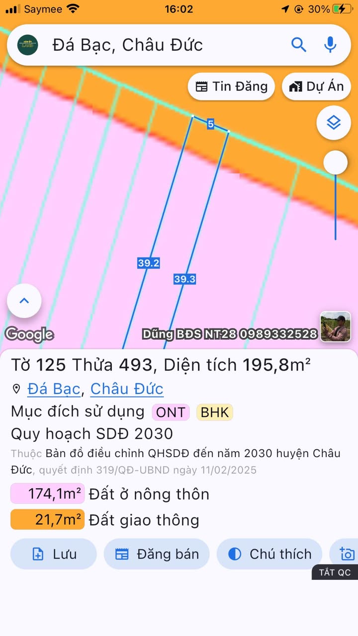 Đất nền Châu Đức 175m² giá 1.15 tỷ - Cơ hội đầu tư sinh lời!