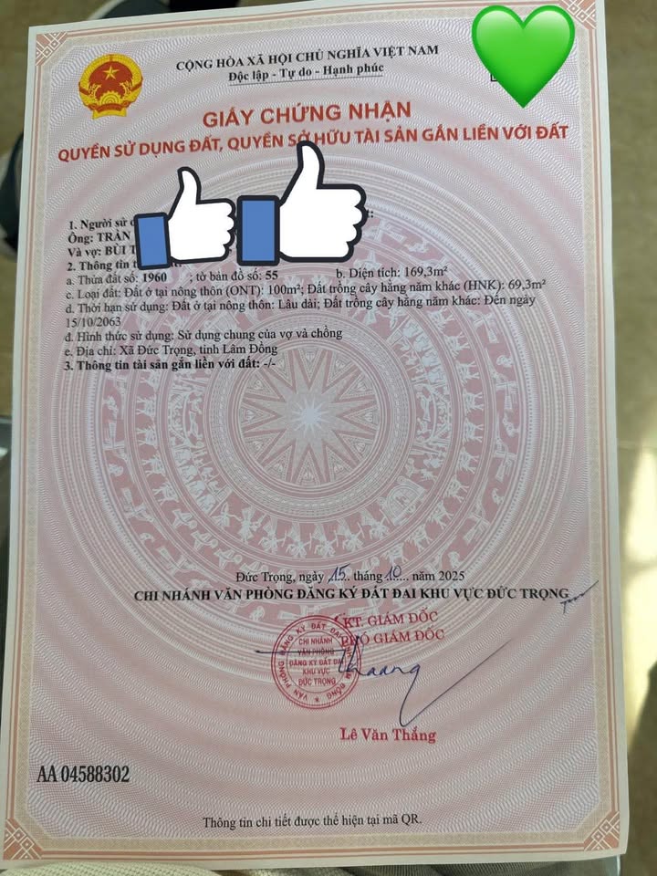 Đất bán tại xã Đức Trọng 171m² giá 1.85 tỷ - Pháp lý rõ ràng, vị trí đẹp!