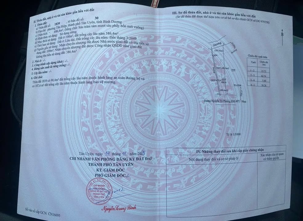 Đất nền Tân Hiệp, Tân Uyên 1121m² giá 7 tỷ - Cơ hội đầu tư sinh lời!