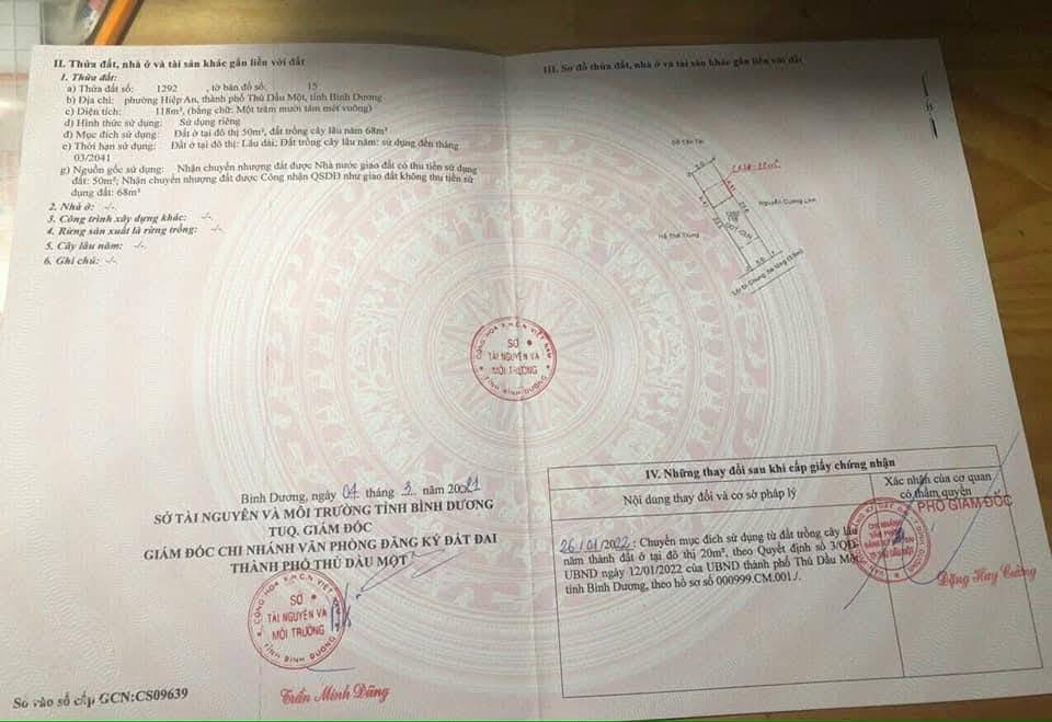 Đất thổ cư Hiệp An Thủ Dầu Một 118m² giá 1.8 tỷ - Vị trí thuận lợi, xây dựng tự do!