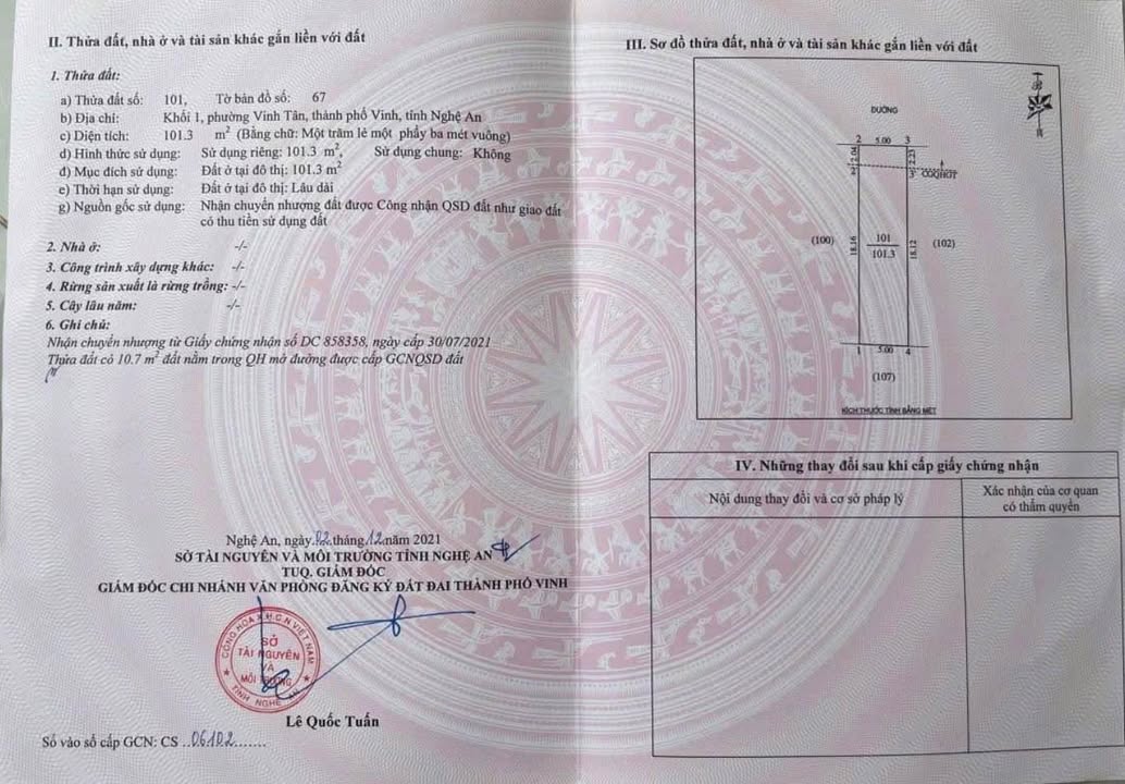 Đất nền Vinh Tân 100m² giá 2 tỷ - Đường 4m, gần chợ và trường học!