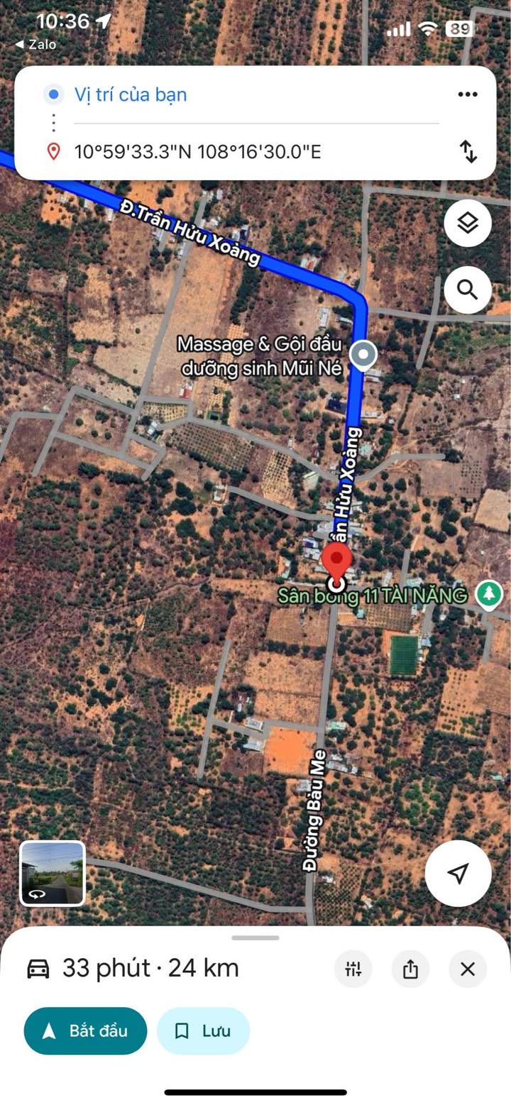 Đất thổ cư Mũi Né 1656m² giá 4 tỷ - Lô góc 2 mặt tiền đường nhựa