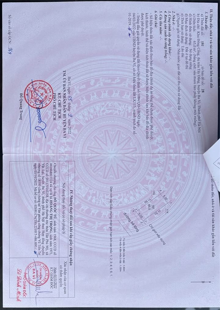 Đất nền Quảng Oai, Ba Vì 65m² - Cơ hội đầu tư hấp dẫn!