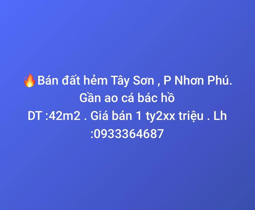 Đất nền Tây Sơn, Nhơn Phú 42m² giá 1.2 tỷ - Cơ hội đầu tư hấp dẫn!
