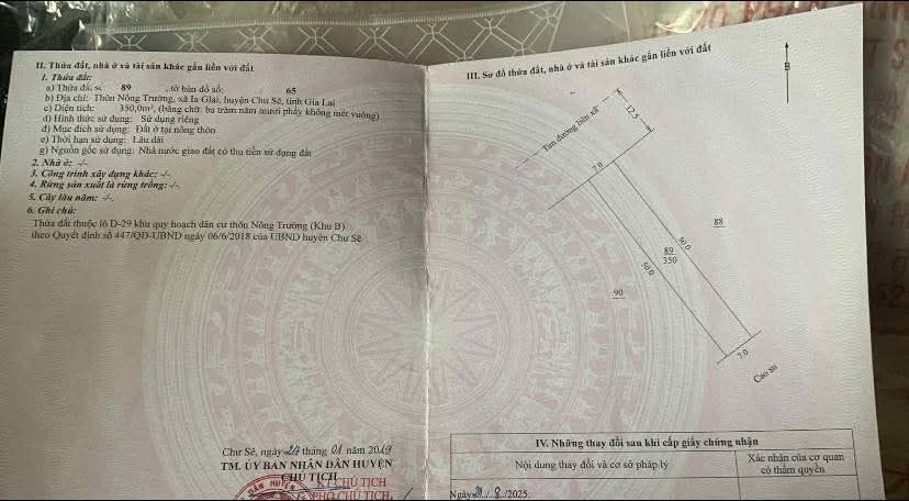 Đất nền xã Ia Glai, huyện Chư Sê, diện tích 350m² giá 630 triệu - Đầu tư sinh lời 2025!