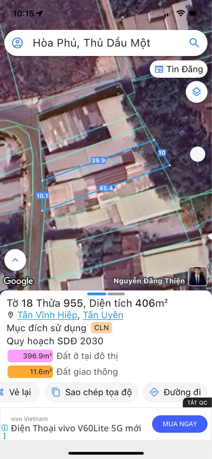 Đất mặt tiền đường nhựa Tân Vĩnh Hiệp, Tân Uyên 400m² giá thỏa thuận - Cơ hội đầu tư tuyệt vời!