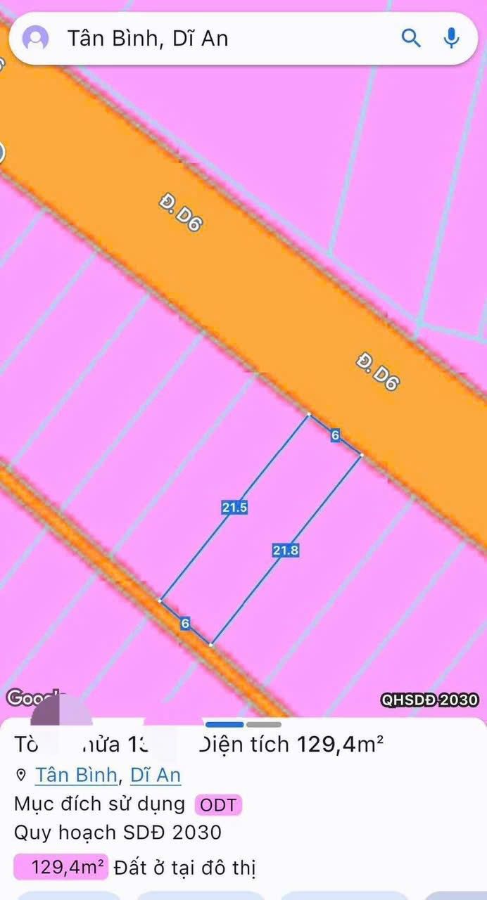 Đất thổ cư 129.4m² KDC Hố Lang, Tân Đông Hiệp, 3.5 tỷ - Đầu tư sinh lời ngay!