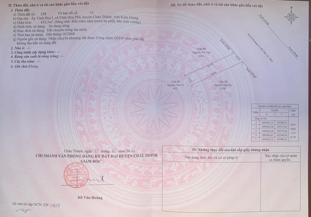 Đất nền Mặt tiền đường 3/2 nối dài, Châu Thành - Diện tích 453m², Giá chỉ 2.6 tỷ!