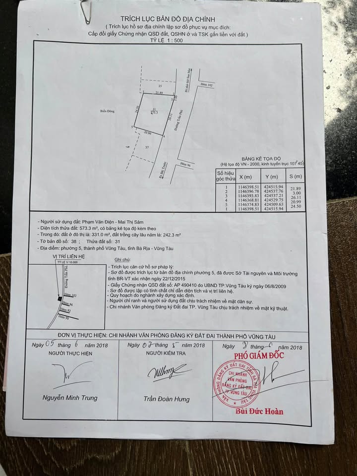 Đất mặt tiền đường Trần Phú Vũng Tàu 65.5m² giá 13 tỷ - Sổ đỏ chính chủ!