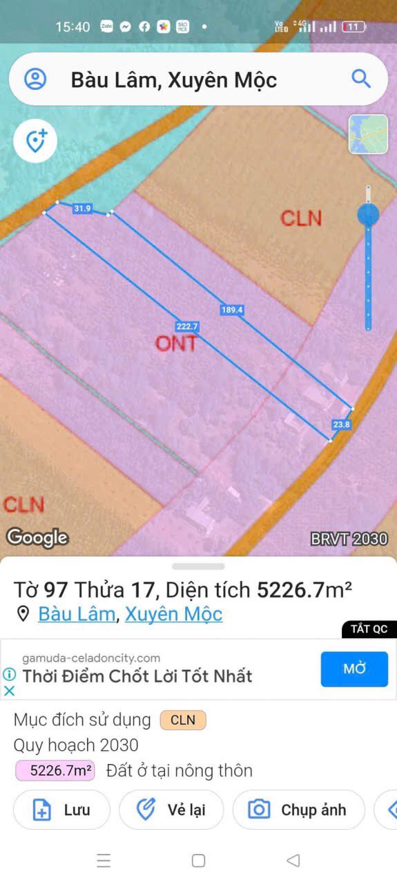 Đất Bàu Lâm Xuyên Mộc 360m² giá 1.1 tỷ - Tặng nhà cấp 4!